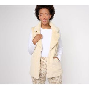 Isaac Mizrahi Live! Women's Plus Sz Jacket 2X Mixed Media Faux-Fur White A648492